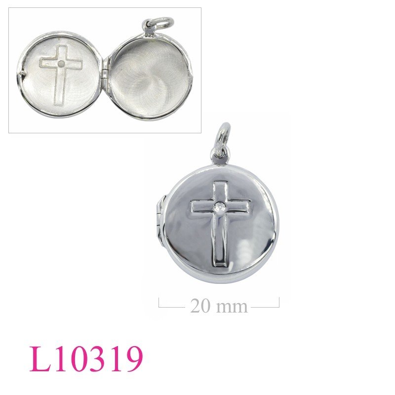 Cross Locket, round  design.