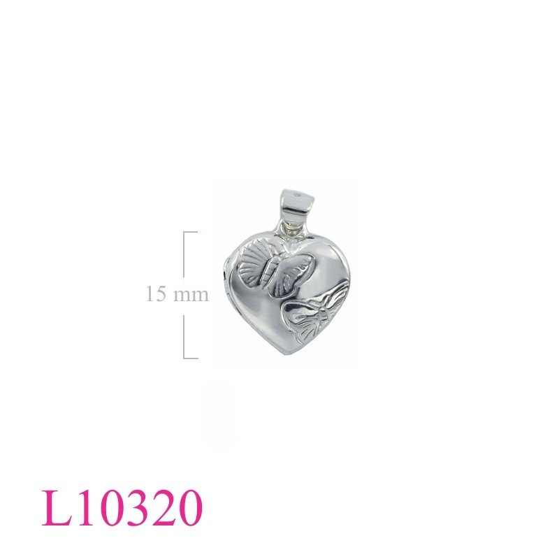 Butterfly Locket, Heart Locket, 15mm heart butterfly design.