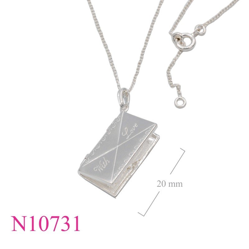 Heart Necklace, 16 inches chain and envelop charm and Flash Gold plated on heart.