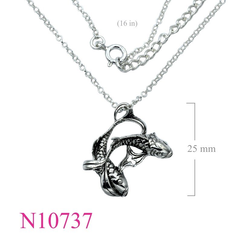 Necklace, 16 inches chain and Pisces zodiac.