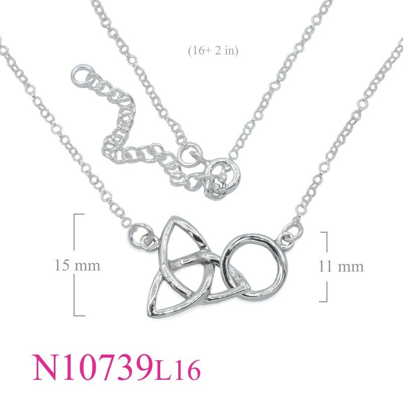 Necklace, 16 inches chain and Trinity link hoop.