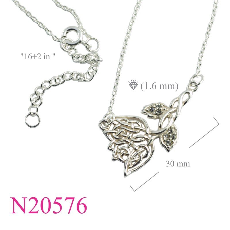 Celtic Necklace, Rose Necklace, 17 inches chain and Celtic  with small crystals.