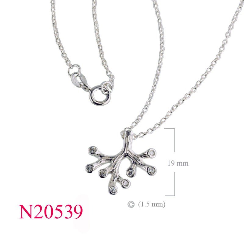 16-inch chain coral charm Necklace with small CCZs