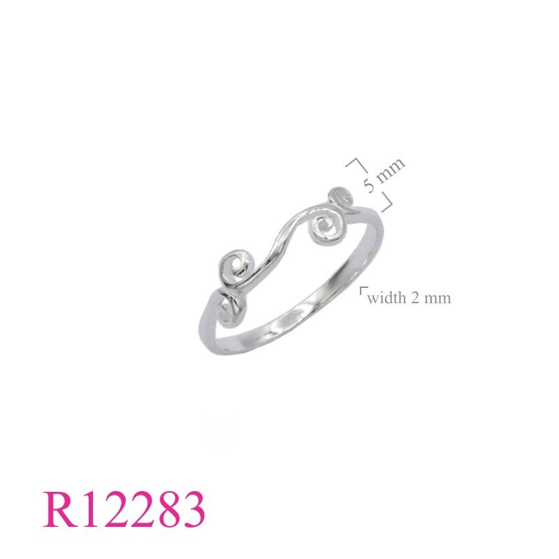 Ring, small swirls design with Silver plated.