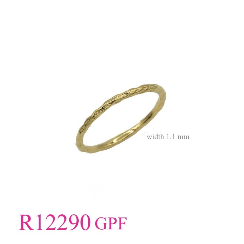 Band Ring, hammered with Flash Gold plated.