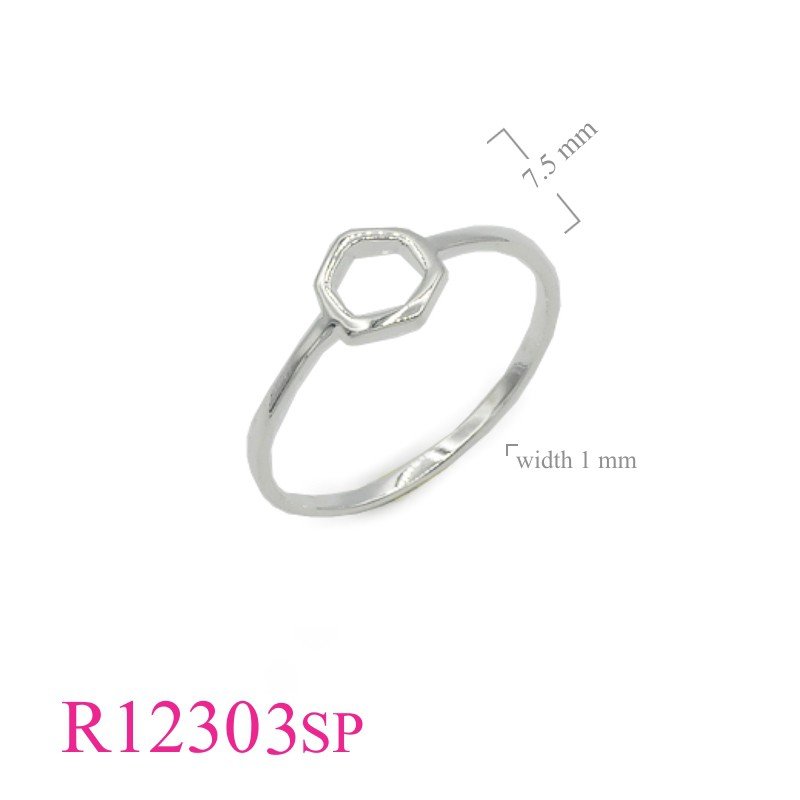 Ring, hexagon with Silver plated.