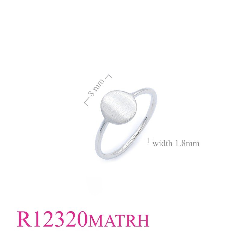 Ring, Matt  oval disk with Rhodium Plated.