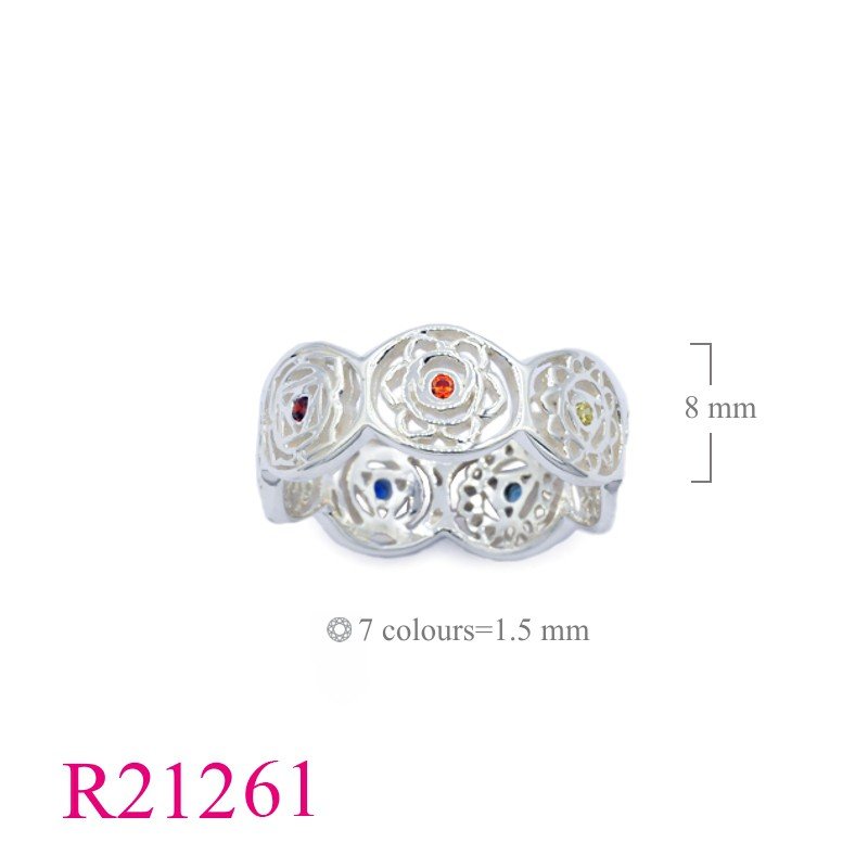 Ring, Chakra with 7 colours stones.