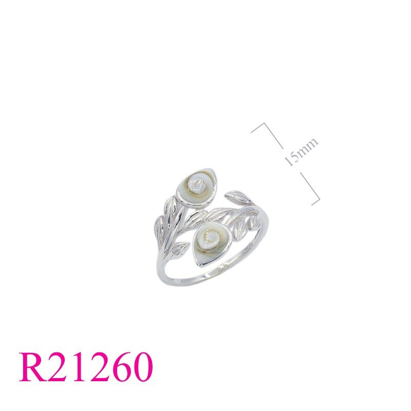 Peacock Ring, Shell Ring,  feather with swirl.