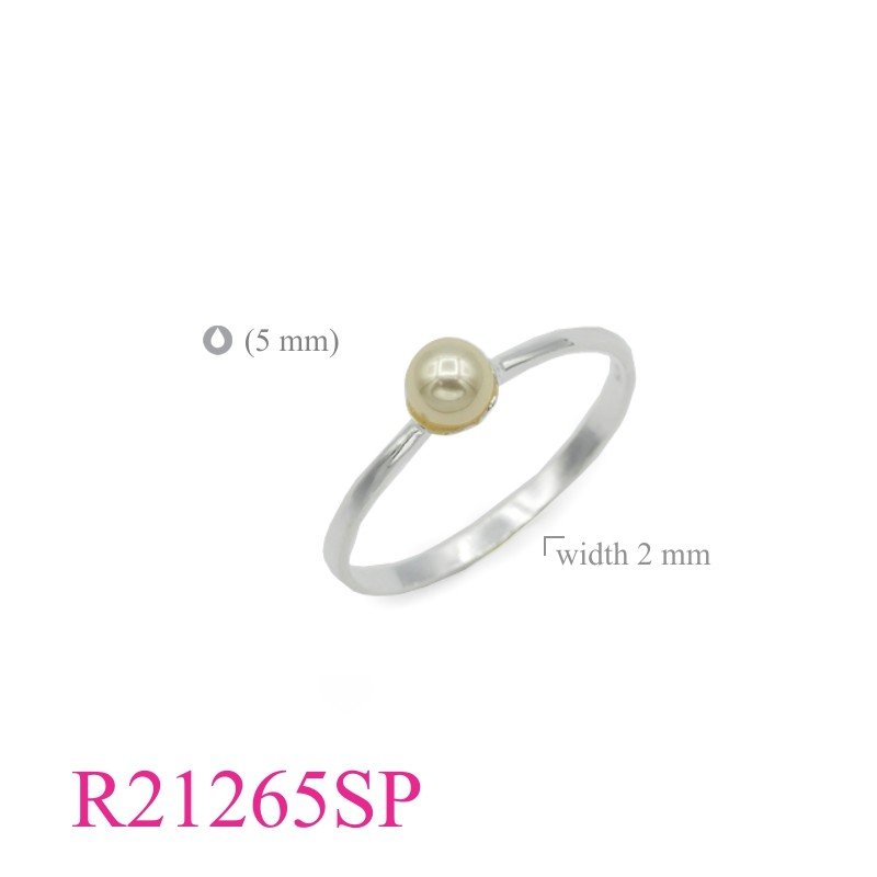 <p>Ring, 5mm Polyester perl with Silver plated.</p>