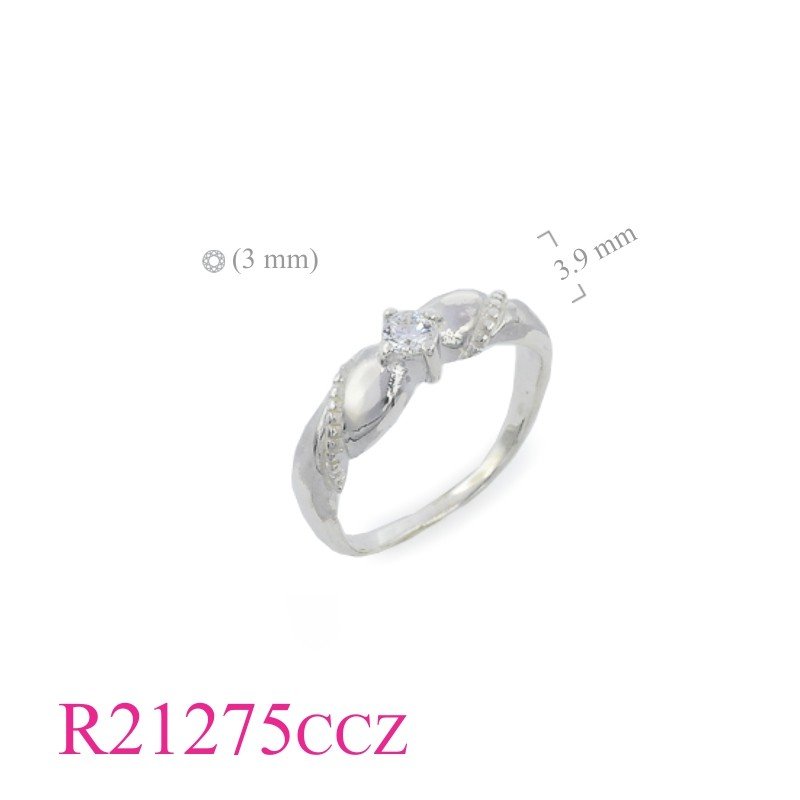 Ring, 3mm round CCZ and twist wires.