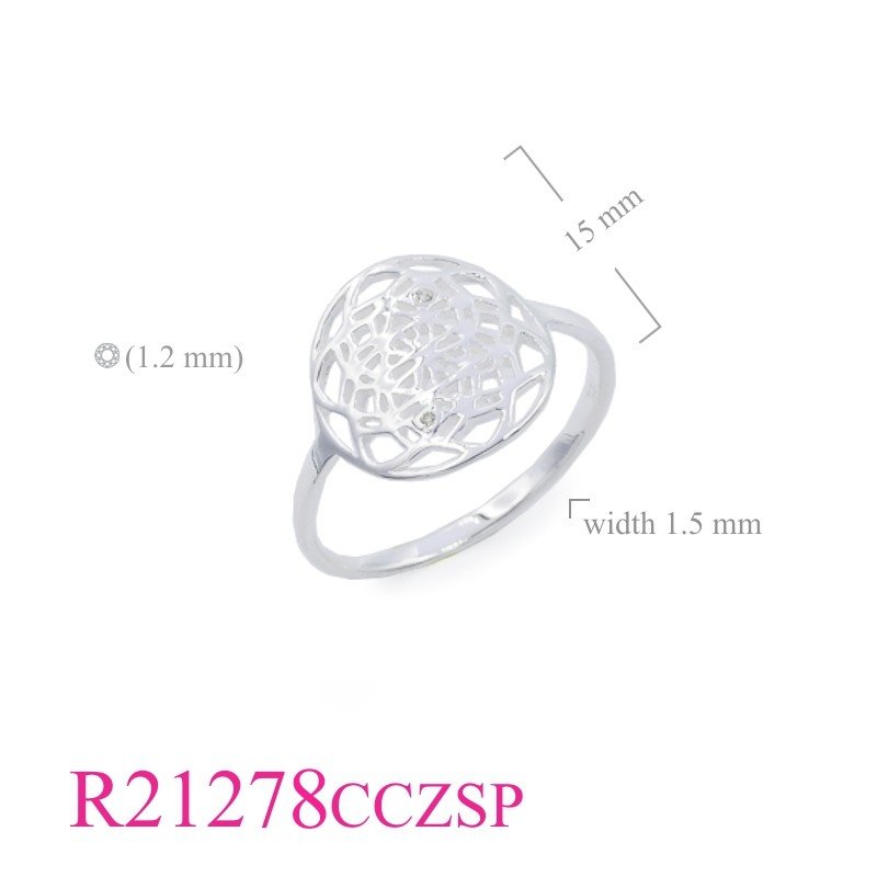 Flower Of Life Ring, CZ Ring, 15mm round Flower of Life with small CCZ and Silver plated.