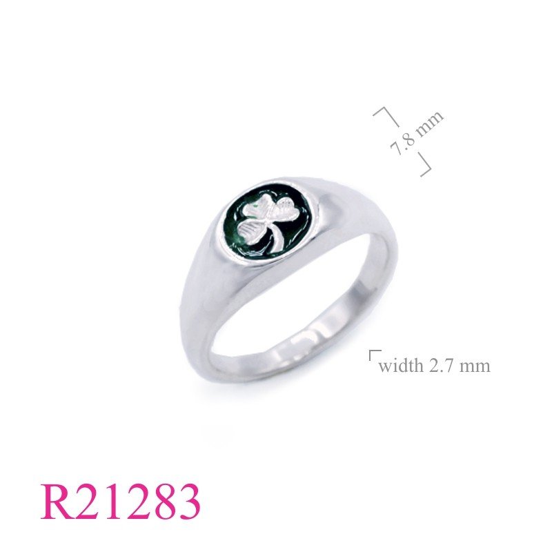 Ring, Shamrock enamel.