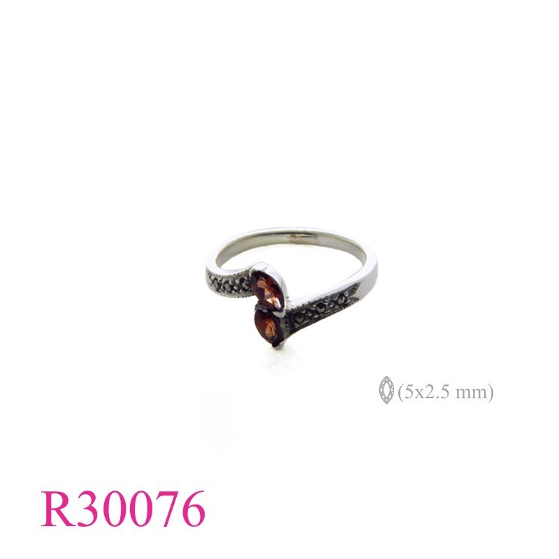 Ring, marcasite 5x2.5mm marquist stones, 6 pcs.