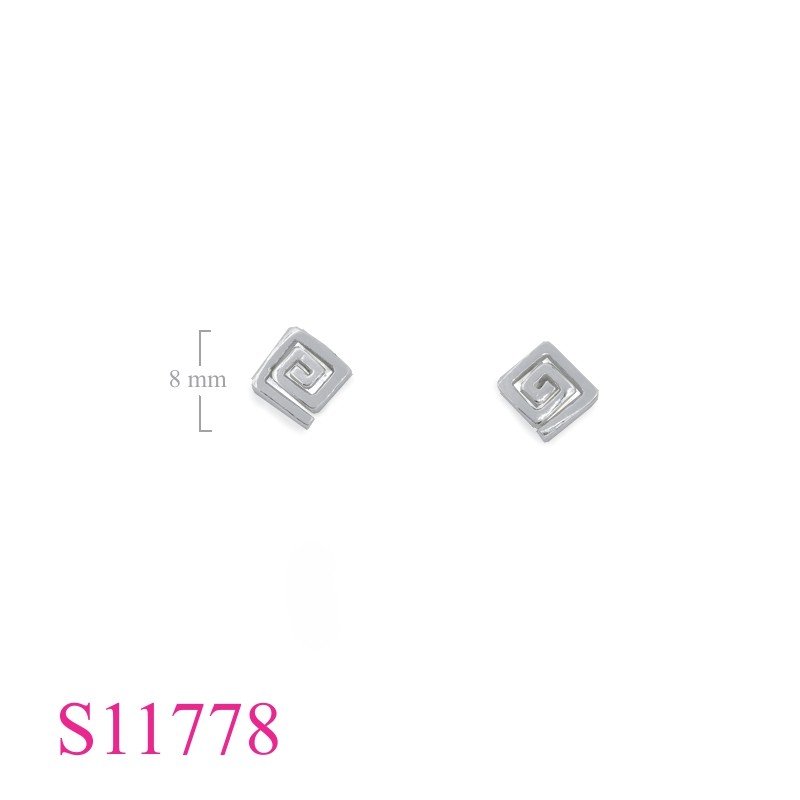 Earrings, square swirl.
