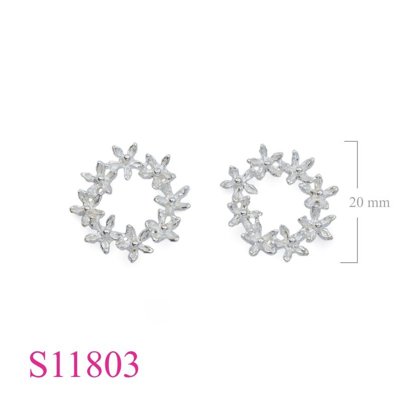 Earrings, Flowers in round.
