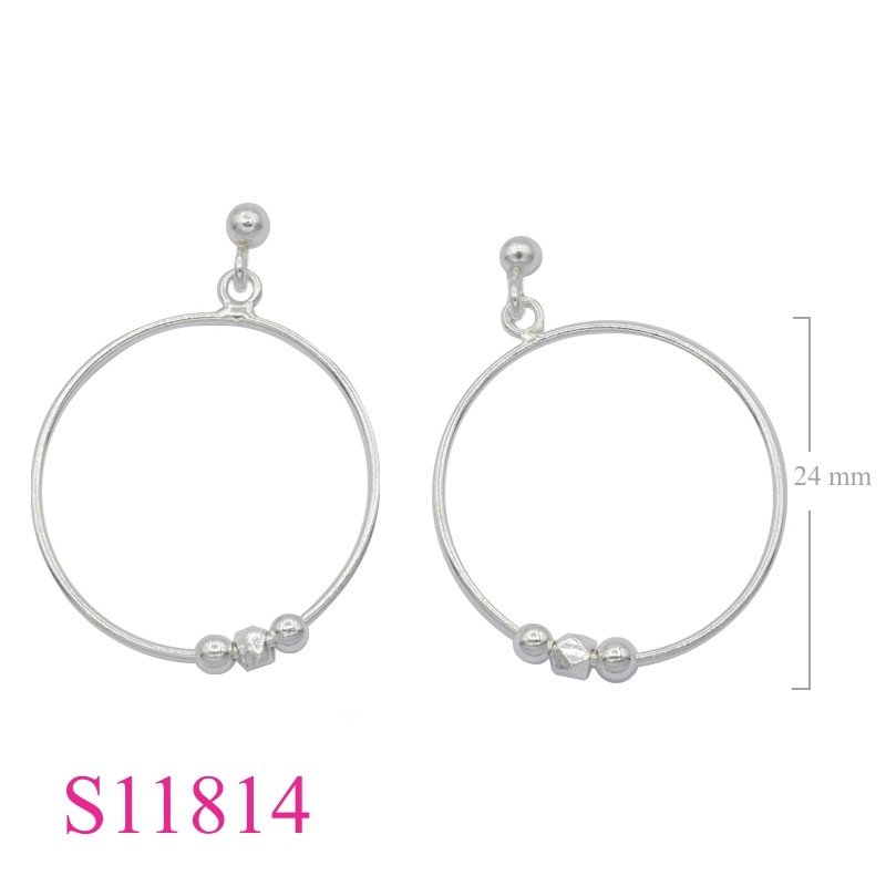 Earrings, 24mm hoop with beads.