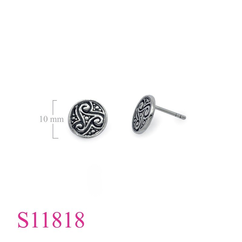 Triskelion Earrings, 10mm round Triskelion.
