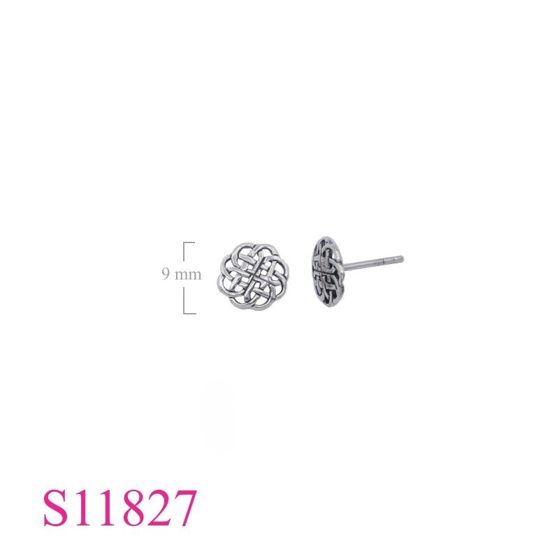 Earrings, 9mm round Celtic.