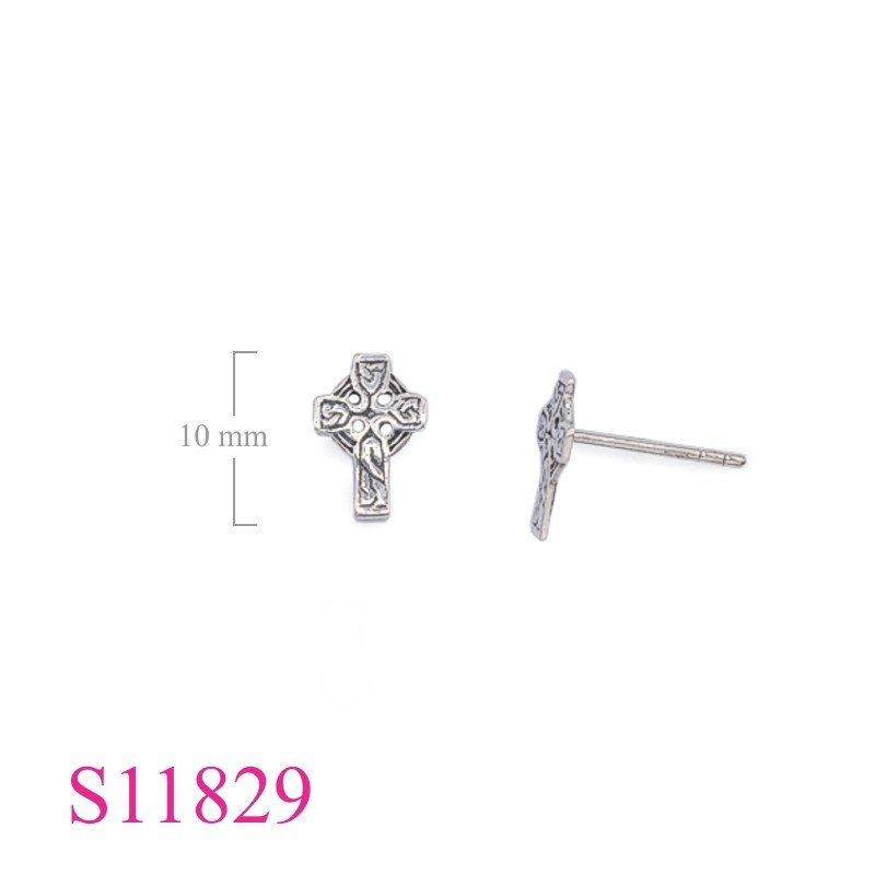 Earrings, 10mm Iona cross.