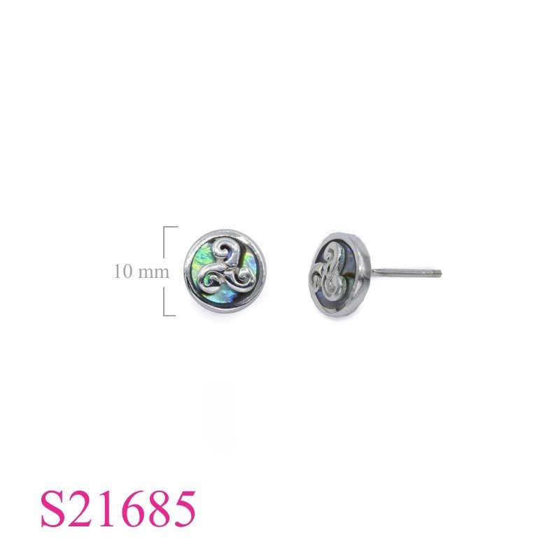 Triskelion Earrings, 10mm round Triskelion on stone.