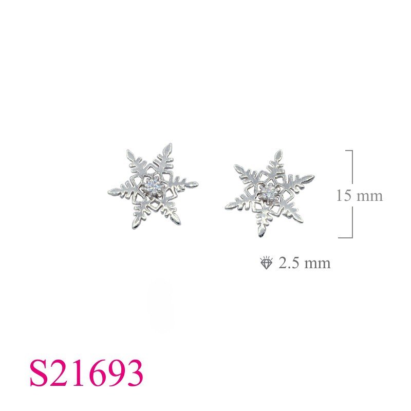 CZ Earrings, Snowflake  Earrings, with a CCZ.