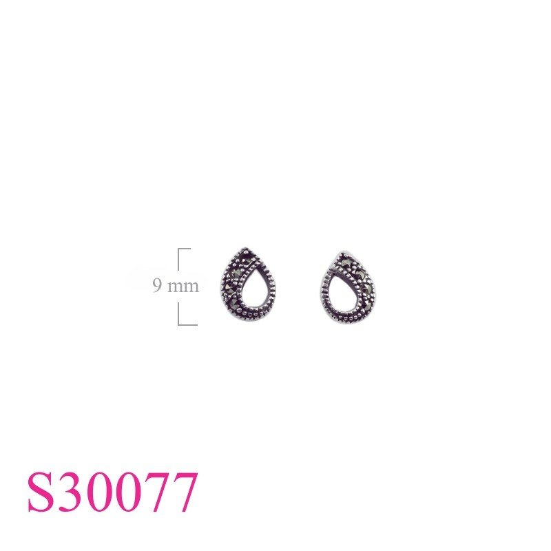 Earrings, marcasite opened drop.