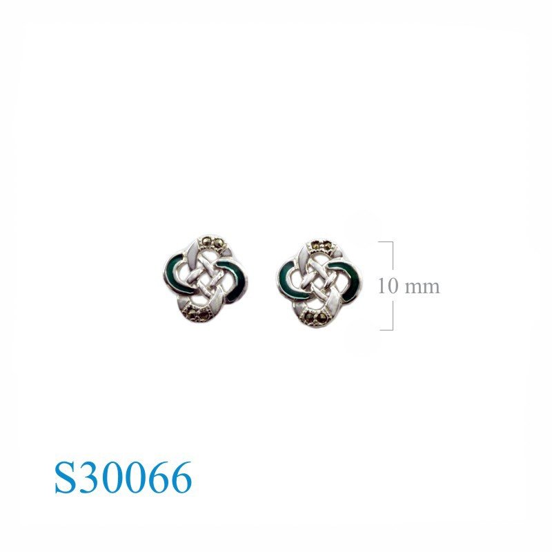 Celtic Earrings, Marcasite Earrings,  enamel Celtic knot.