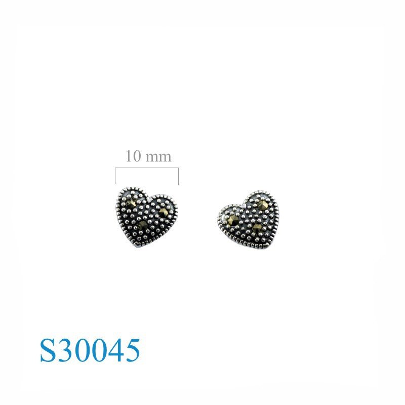 Heart Earrings, Marcasite Earrings,  10mm .