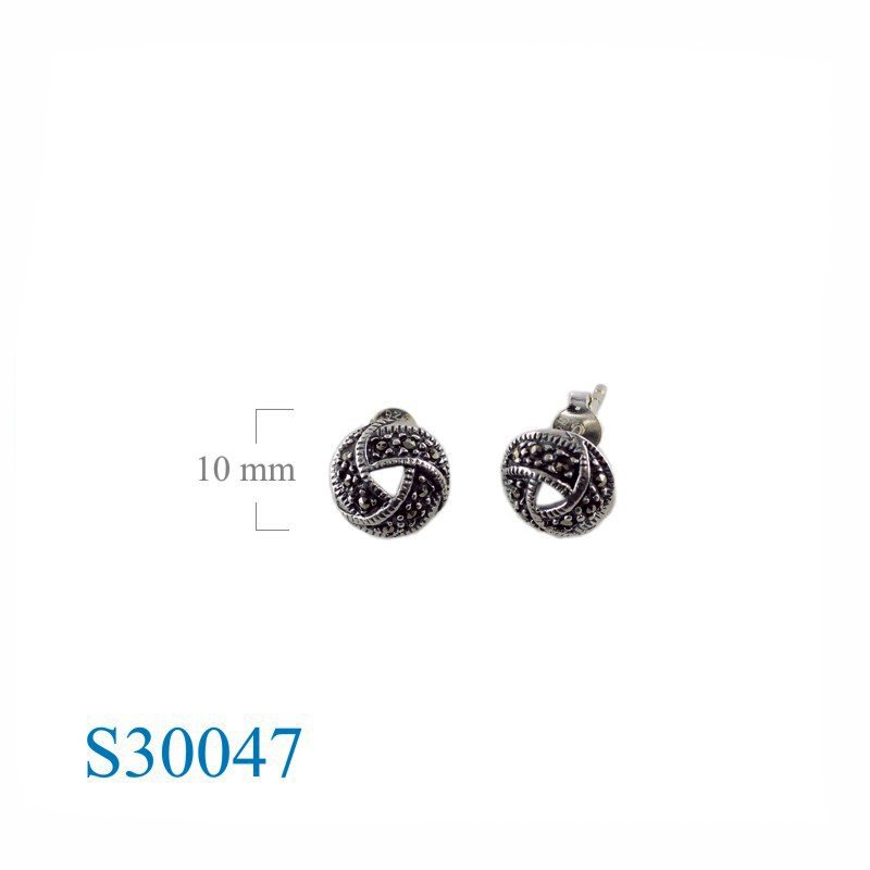 Earrings, marcasite 10mm dome.