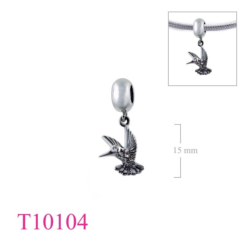 Bead, plain bead and hanging humming bird.