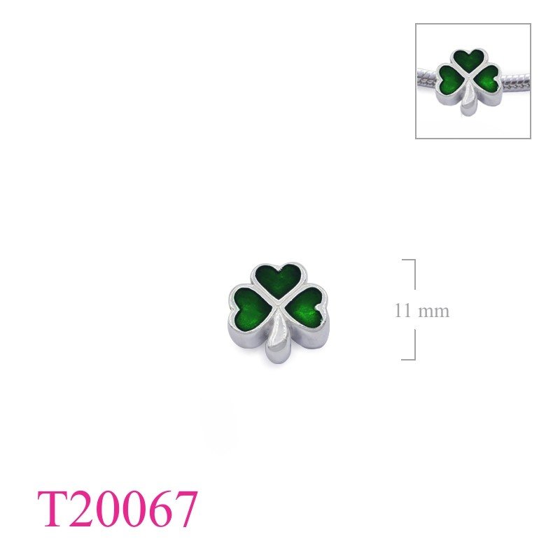 Bead, Shamrock enamel.