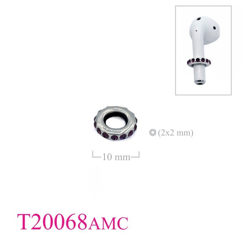 Bead, small Amethyst crystals ring for Air Pod.