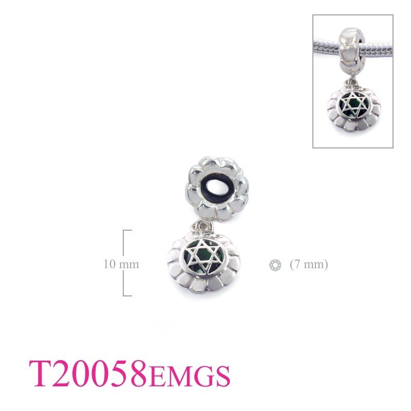 Heart Bead, Chakra Bead, stopper ring and hanging Heart Chakra with Emerald Glass stone.