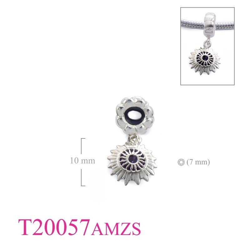 Heart Bead, CZ Bead, Chakra Bead, stopper heart ring and hanging Crown Chakra with Amethyst CZ stone.