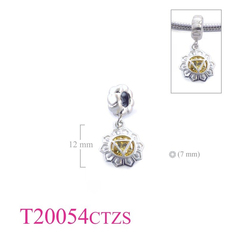 Heart Bead, CZ Bead, Chakra Bead, stopper heart ring and hanging Solar Plexis Chakra with Citrine CZ stone.