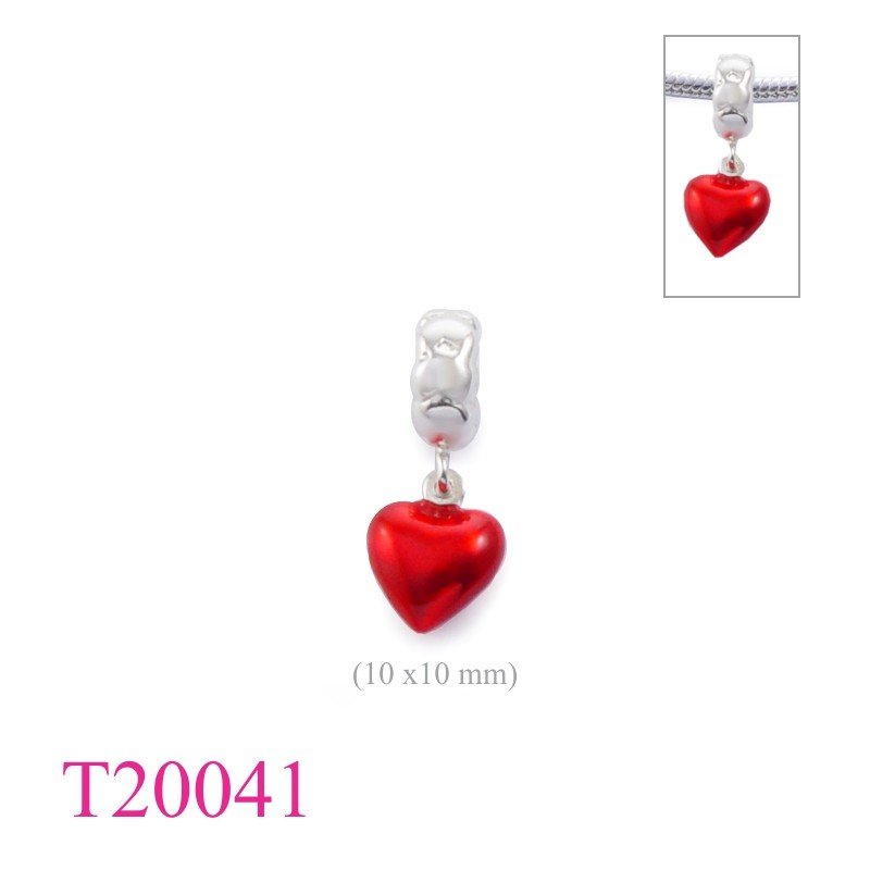 Bead, hearts ring and hanging enamel heart enamel.