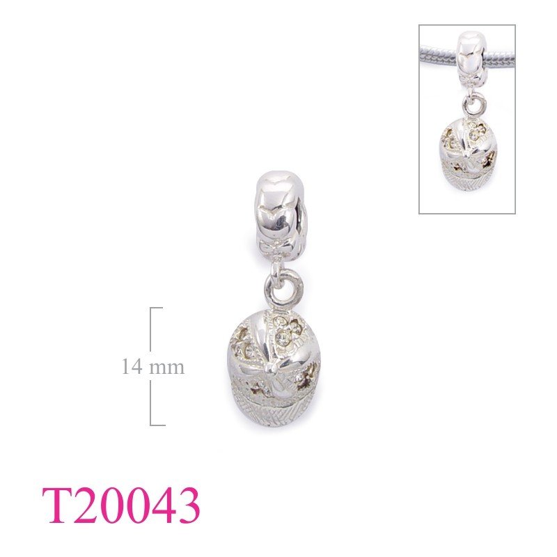 Bead, hearts ring and hanging cap with small crystals.