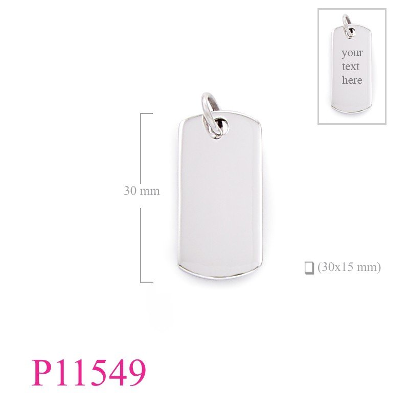 <p>Pendant, 15x30mm dog tag.</p>