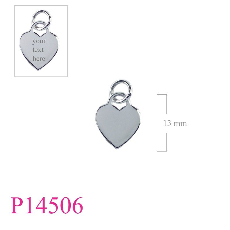 Pendant, 13mm flat heart.