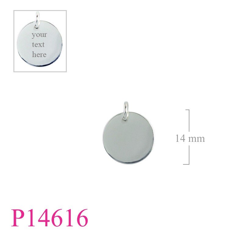 Pendant, 14x1mm round tag.