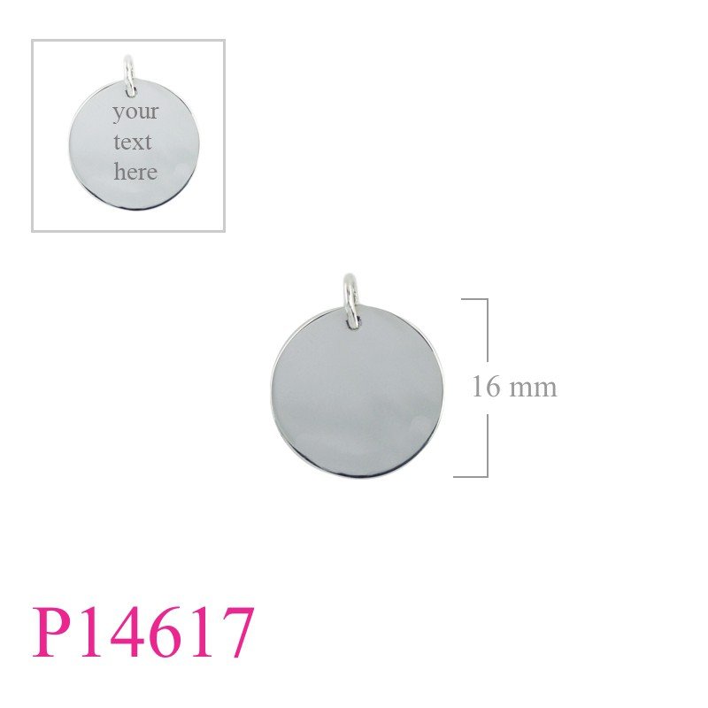 Pendant, 16x1mm round tag.