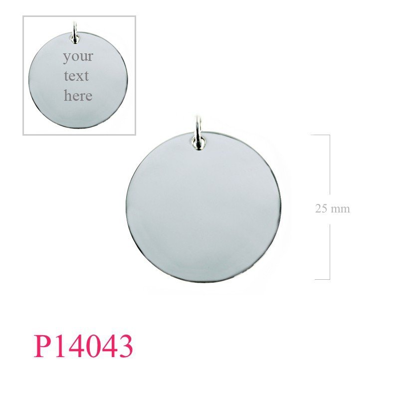 Pendant, 27x1.5mm round tag.