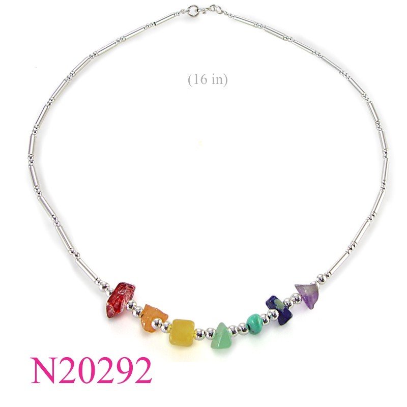 Pendant, chakra chip stones.