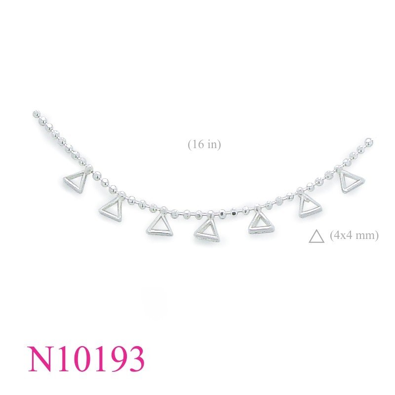 Necklace, 16 inches diamond cut chain with 7 triangles.