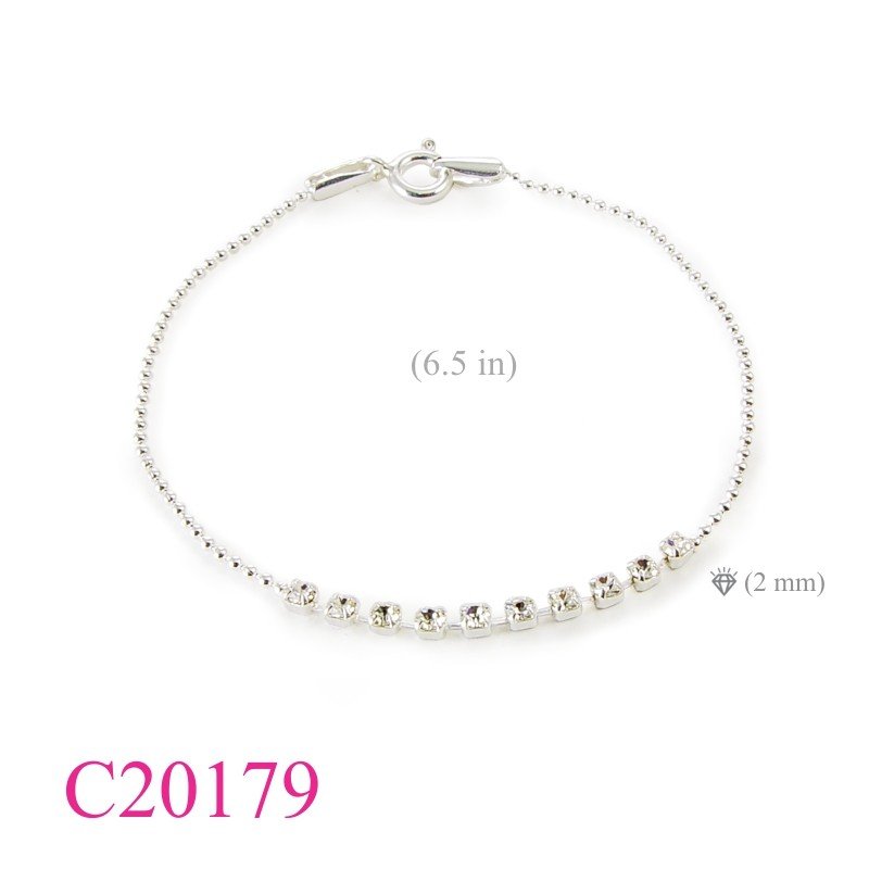 Bracelet, 7 inches 10 crystals and ball chain.