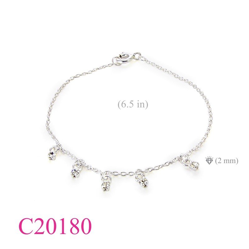 Bracelet, 7 inches chain and 5 crystals.