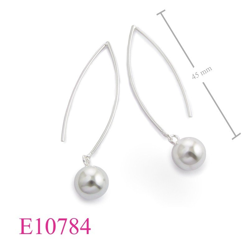 Earrings, flat wire and hanging ball.