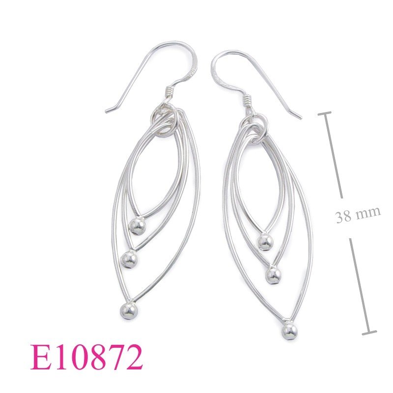 Earrings, 3 marquise wires.