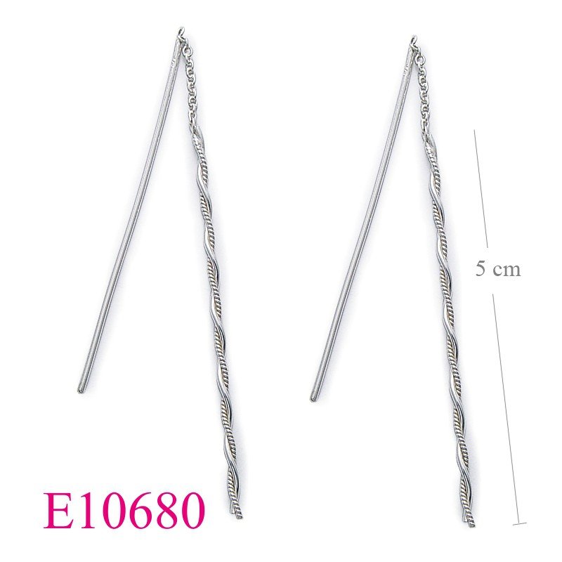Earrings, thru chain twist wires.